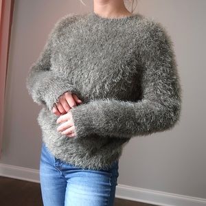 Green fuzzy sweater